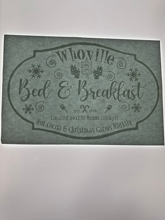 WHOVILLE BED & BREAKFAST TRANSFER (WHITE)